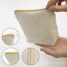 Eco Friendly Organic cotton Zipper Blank Make up Packaging Pouch Natural Recycled Canvas Cosmetic Bag